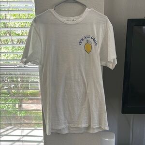 Altar'd State White Short Sleeve Tee with Lemon Design